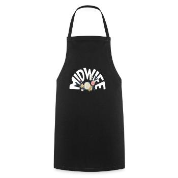 Hebamme Blumenmotiv Eleganz - Kochschürze - Schwarz - Vorne - AI Model Male 185 dark (185cm)
