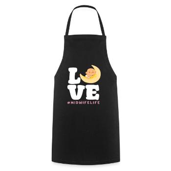 Dear Midwife #MidwifeLife Design - Cooking Apron - black - Front - AI Model Male 185 dark (185cm)