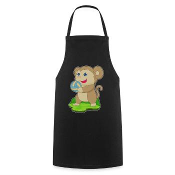 Monkey Volleyball Player Volleyball - Cooking Apron - black - Front - AI Model Male 185 dark (185cm)