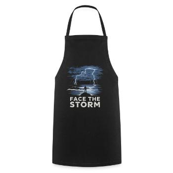 Face The Storm Power Strength Thunder Design - Kochschürze - Schwarz - Vorne - AI Model Male 185 dark (185cm)