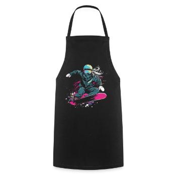 Snowboarder Graphic - Cooking Apron - black - Front - AI Model Male 185 dark (185cm)