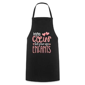 Mon Cœur Bat Pour Mes Enfants Loving Parents - Cooking Apron - black - Front - AI Model Male 185 dark (185cm)