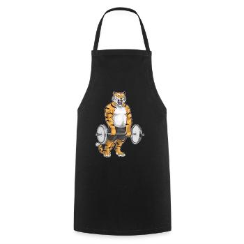 Tiger Bodybuilder Barbell Bodybuilding - Cooking Apron - black - Front - AI Model Male 185 dark (185cm)