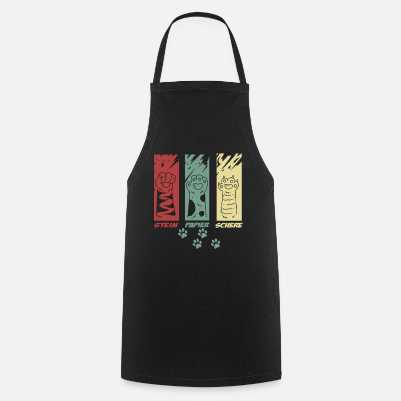Chat Propriétaire Ciseaux Pierre Papier Chat Pattes - Tablier de cuisine - noir