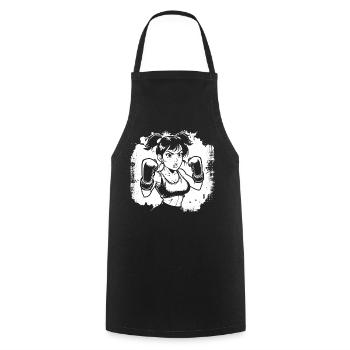 Weiblicher Boxer - Kochschürze - Schwarz - Vorne - AI Model Male 185 dark (185cm)