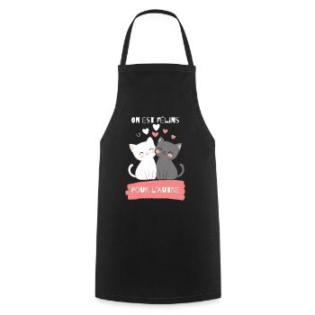 Félins amoureux pour l'autre - Tablier de cuisine - noir - Devant - AI Model Male 185 dark (185cm)
