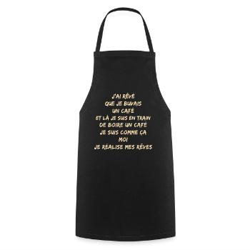 Rêves café et moi en action - Tablier de cuisine - noir - Devant - AI Model Male 185 dark (185cm)
