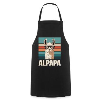Papa Alpaga Papa Drôle Lama Cadeau de Fête des Pères - Tablier de cuisine - noir - Devant - AI Model Male 185 dark (185cm)