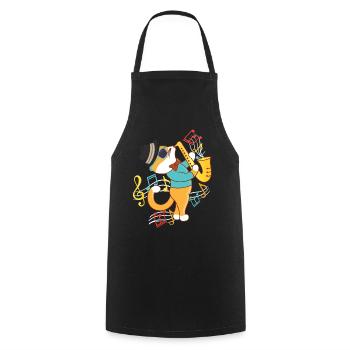 Saxophone Cat Jazz - Tablier de cuisine - noir - Devant - AI Model Male 185 dark (185cm)