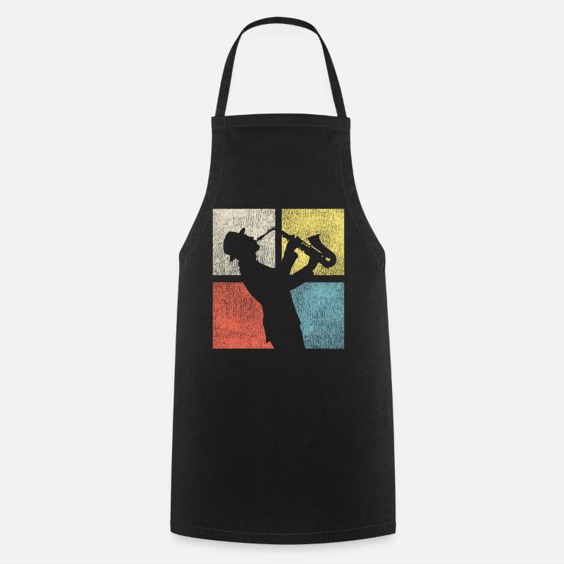 Saxophone Rétro Vintage - Tablier de cuisine - noir