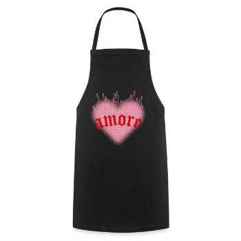 Burning love - Cooking Apron - black - Front - AI Model Male 185 dark (185cm)