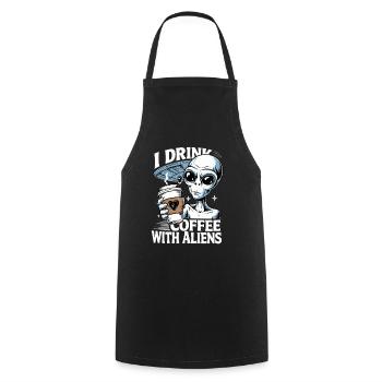 Witziges Ich trinke Kaffee mit Aliens - Kochschürze - Schwarz - Vorne - AI Model Male 185 dark (185cm)