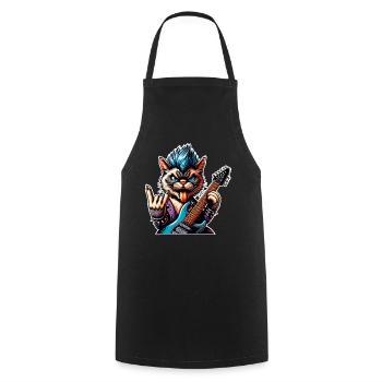 Cat Guitariste de Rock and Roll - Tablier de cuisine - noir - Devant - AI Model Male 185 dark (185cm)