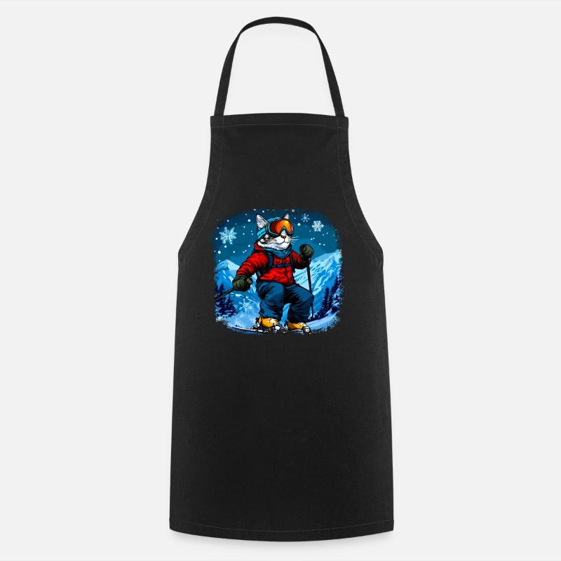 Cat Skis - Cooking Apron - black