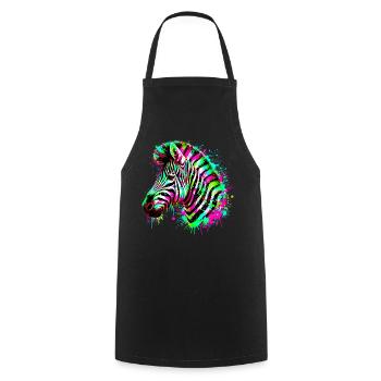 Zebra - Kochschürze - Schwarz - Vorne - AI Model Male 185 dark (185cm)