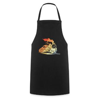 Vintage steam train - Cooking Apron - black - Front - AI Model Male 185 dark (185cm)