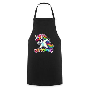 Party Outfit, Partyurlaub, Einhorn, Let's Party - Kochschürze - Schwarz - Vorne - AI Model Male 185 dark (185cm)