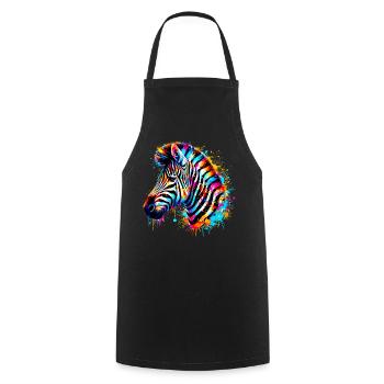 Zebra - Kochschürze - Schwarz - Vorne - AI Model Male 185 dark (185cm)