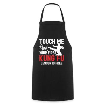 Touch Me And Your First Lesson Is Free Funny Kung - Cooking Apron - black - Front - AI Model Male 185 dark (185cm)
