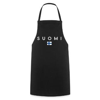 Flag of Finland, Finnish pride - Cooking Apron - black - Front - AI Model Male 185 dark (185cm)