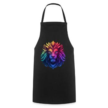 Lion majestueux aux couleurs vives - Tablier de cuisine - noir - Devant - AI Model Male 185 dark (185cm)