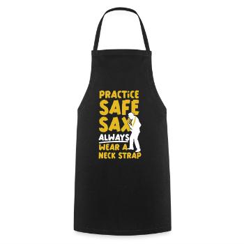 Saxophones Pun Practice Safe Sax - Cooking Apron - black - Front - AI Model Male 185 dark (185cm)