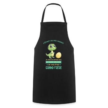 Dino mignon, Grand frère arrive - Tablier de cuisine - noir - Devant - AI Model Male 185 dark (185cm)