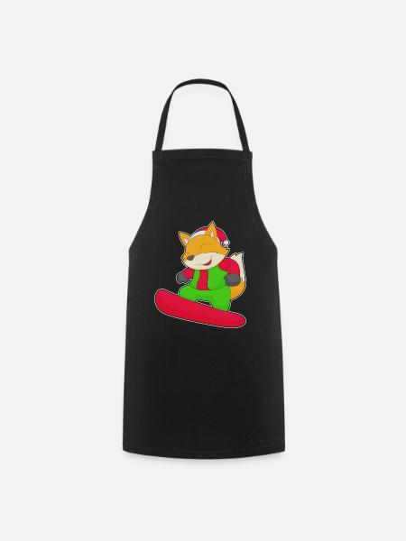 Fuchs Weihnachten Snowboard - Kochschürze - Schwarz