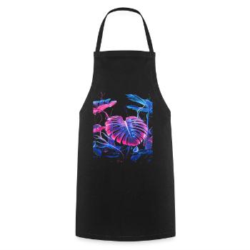Neon Monstera Plant - Cooking Apron - black - Front - AI Model Male 185 dark (185cm)