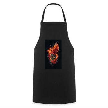 Phoenix Skull in Flames and Roses - Cooking Apron - black - Front - AI Model Male 185 dark (185cm)