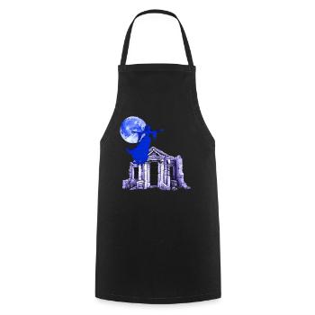 Geister silhouette über Gruft Ruine - Kochschürze - Schwarz - Vorne - AI Model Male 185 dark (185cm)