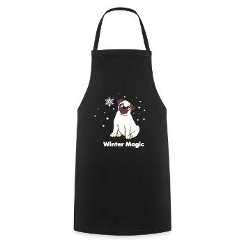 Winterzauber Mops - Kochschürze - Schwarz - Vorne - AI Model Male 185 dark (185cm)