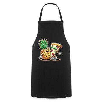 Pizza Hawaii Kuss Liebe Beziehung witzig Geschenk - Kochschürze - Schwarz - Vorne - AI Model Male 185 dark (185cm)