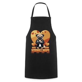 Carlin boudeur - Tablier de cuisine - noir - Devant - AI Model Male 185 dark (185cm)