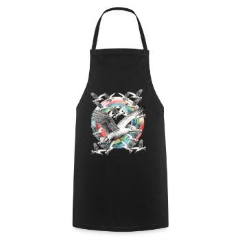 marine arc-en-ciel mouette mouettes côte de la mer ahoy - Tablier de cuisine - noir - Devant - AI Model Male 185 dark (185cm)