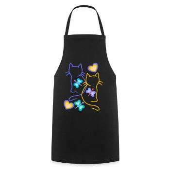 Chats, Chat, Printemps, Papillons, Enfants, Enfant - Tablier de cuisine - noir - Devant - AI Model Male 185 dark (185cm)