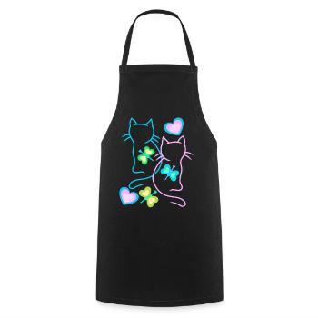 Chats Été Enfant Enfants Chaton Rétro Années 80 - Tablier de cuisine - noir - Devant - AI Model Male 185 dark (185cm)
