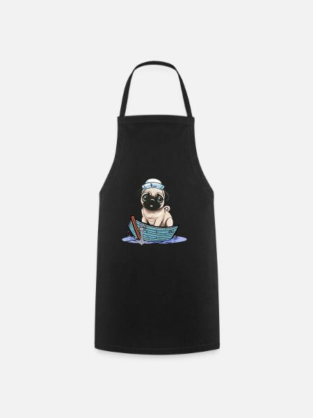 maritime, marin, carlin, chien, marin, bateau - Tablier de cuisine - noir