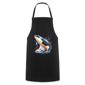 Orque Épaulard - Tablier de cuisine - noir - Devant - AI Model Male 185 dark (185cm)