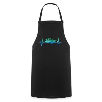 Motor Boat Heartbeat Motorboating Captain - Cooking Apron - black - Front - AI Model Male 185 dark (185cm)