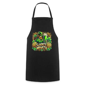 St. Patrick's Day Slainte Mhath Bitcoin Gift - Cooking Apron - black - Front - AI Model Male 185 dark (185cm)