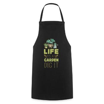 Plant Lover Gardening Pun Life Is - Cooking Apron - black - Front - AI Model Male 185 dark (185cm)