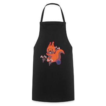 Spring Squirrel Snowdrop Kids - Cooking Apron - black - Front - AI Model Male 185 dark (185cm)