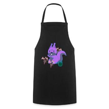 Squirrel Spring Flowers Gardening Flowers - Cooking Apron - black - Front - AI Model Male 185 dark (185cm)