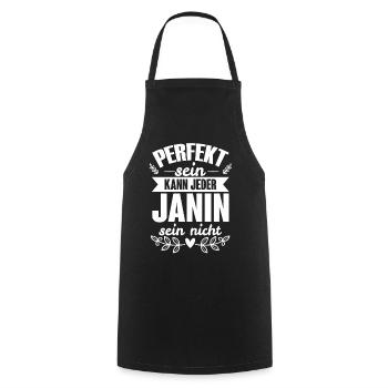 Janin - Perfekt Sein Kann Jeder Janin Sein Nicht - Kochschürze - Schwarz - Vorne - AI Model Male 185 dark (185cm)