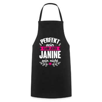 Janine - Perfekt Sein Kann Jeder Janine Sein Nicht - Kochschürze - Schwarz - Vorne - AI Model Male 185 dark (185cm)