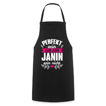 Janin - Perfekt Sein Kann Jeder Janin Sein Nicht - Kochschürze - Schwarz - Vorne - AI Model Male 185 dark (185cm)