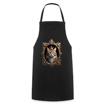 Medieval Cat in Picture Frame Art Crown - Cooking Apron - black - Front - AI Model Male 185 dark (185cm)