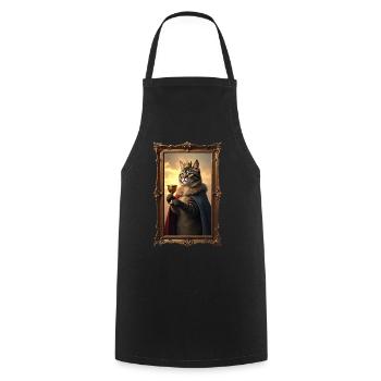 Medieval Cat in Picture Frame Art Crown - Cooking Apron - black - Front - AI Model Male 185 dark (185cm)