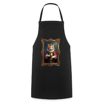 Medieval Cat in Picture Frame Art Crown - Cooking Apron - black - Front - AI Model Male 185 dark (185cm)